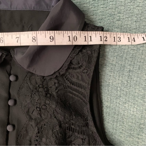 Goth Dark Academia Steampunk Pirate Black Lace Collared Sleeveless Waistcoat - Picture 13 of 15